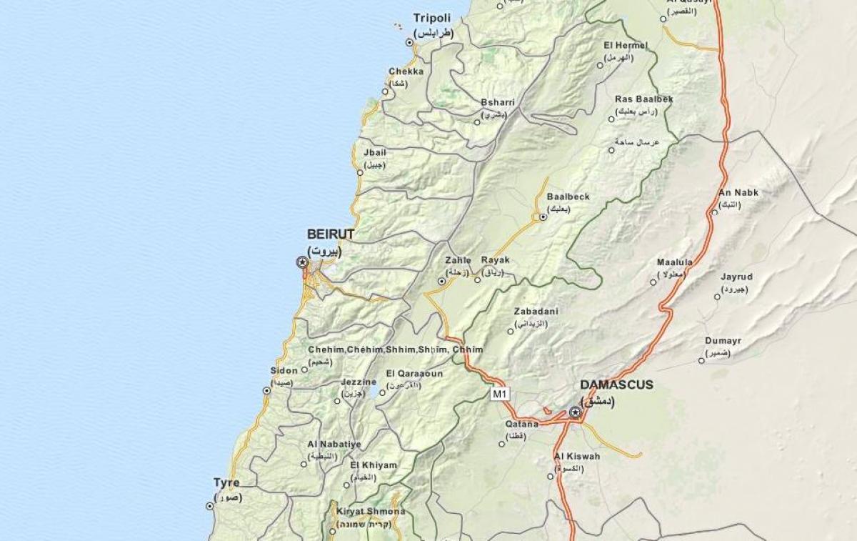 המפה של ה-gps מפת לבנון