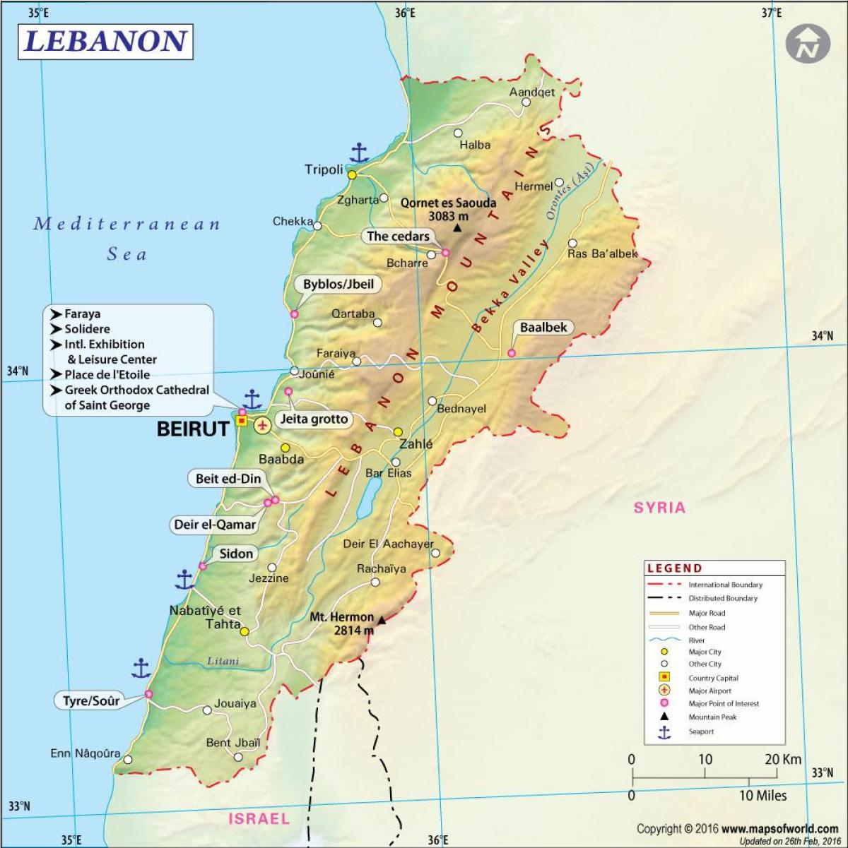 מפה של לבנון העתיקה.