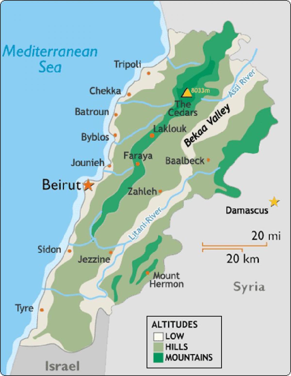 מפה של לבנון האקלים
