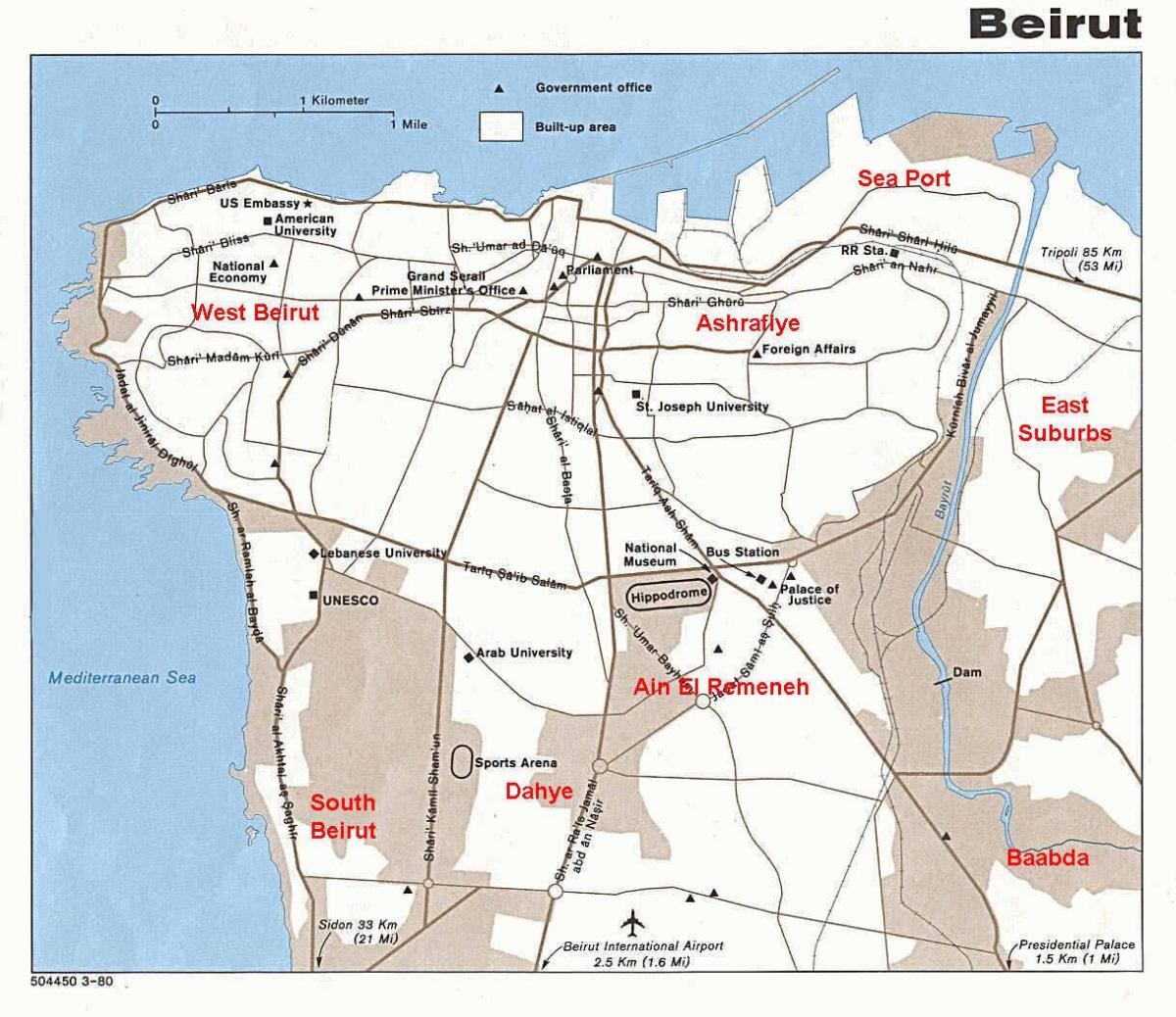 מפה של ביירות לבנון