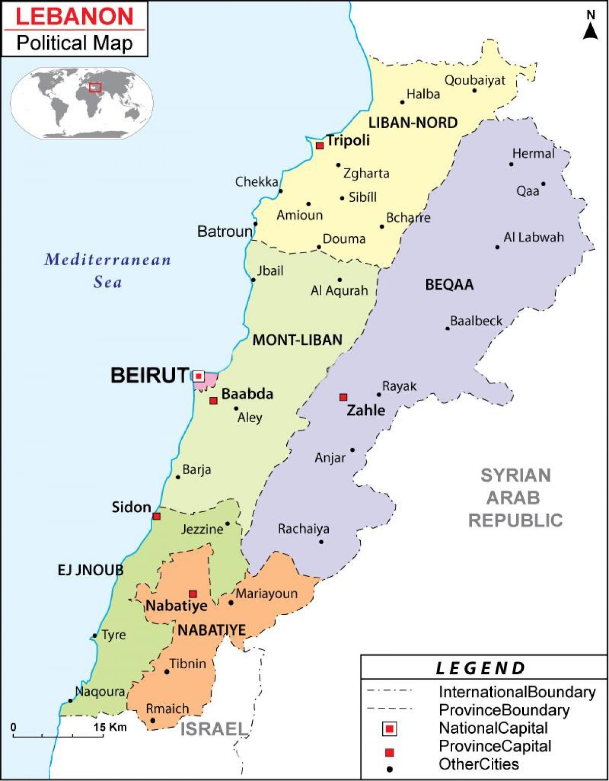 המפה הפוליטית של לבנון