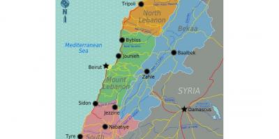 מפה של לבנון תיירות