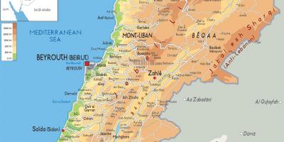 מפה של לבנון פיזית.